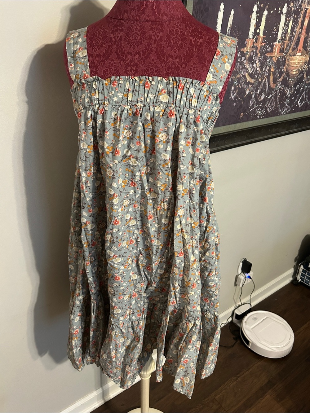 Floral Cotton Sundress in Sage Green
